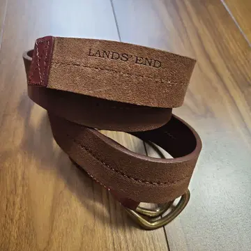 미사용 새상품 빈티지 Lands' End 천연 가죽 브라운 벨트