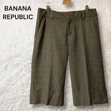 BANANA REPUBLIC 울 체크 무늬 하프 팬츠 안감 부착 XL