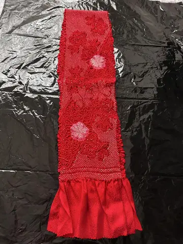 [ 미사용 ] 순수 실크 총 조임 오비 장식 천 빨간색