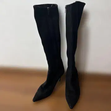 [ 천연 가죽 스웨이드 ] 블랙스 스웨이드 롱 부츠 8cm 힐