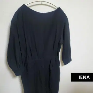 IENA 블랙 7부 소매 티셔츠 원피스 린넨 면 나일론