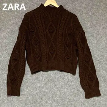 ZARA 브라운 터틀넥 케이블 짜임 니트