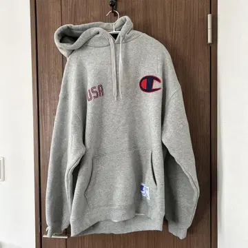 Champion USA 자수 그레이 후드티 X-LARGE