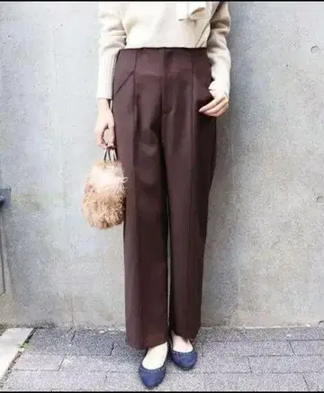 NOBLE 울 혼방 더블 크로스 와이드 팬츠 size40