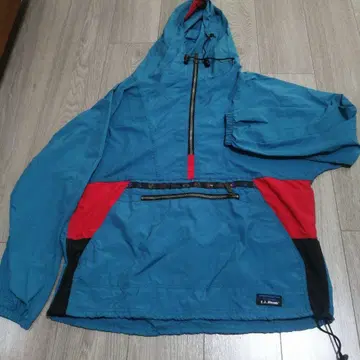 LLBean 풀오버 자켓 파랑 빨간색 블랙 골동품 패커블