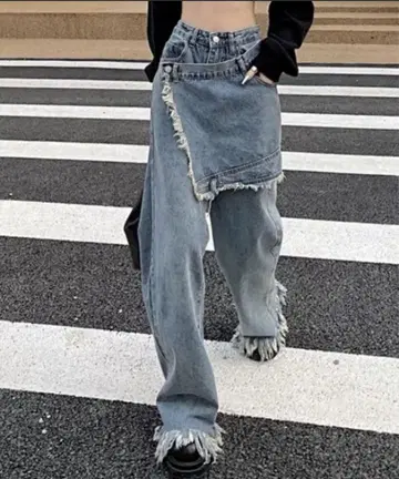 테일러드 프린지 데님 팬츠