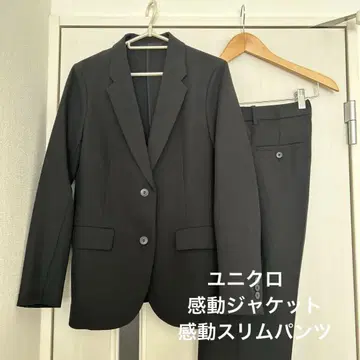 [ 주말 가격 인하 ] 블랙 상하의 세트 유니클로 감동 자켓 슬림 팬츠
