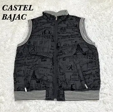 CASTELBAJAC 그림체 프린트 다운 베스트 2 블랙 올 패턴