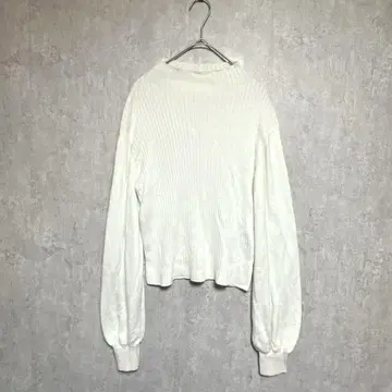 SODA sis 모크넥 긴팔 리브 티셔츠 화이트 38 볼륨 소매
