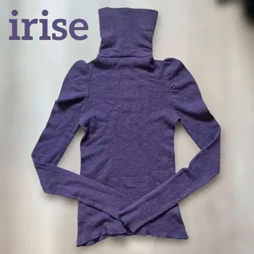 irise 이리제 로얄 알파카 퍼프 슬리브 보라색 터틀넥 니트 가을/겨울