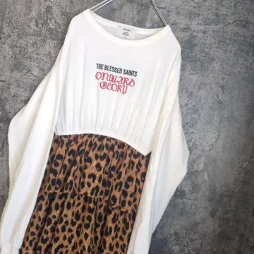 캉캉 스커트 티셔츠 원피스 레오파드 레이어드 여성 빈티지 쥬에티