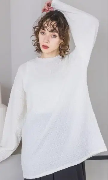 JEANASIS 컷 자카드 BIG 롱 티셔츠