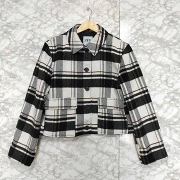 ZARA 자라 체크 무늬 자켓 포켓 아우터 L
