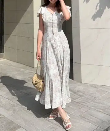 rienda 더블 플레어 슬리브 원피스