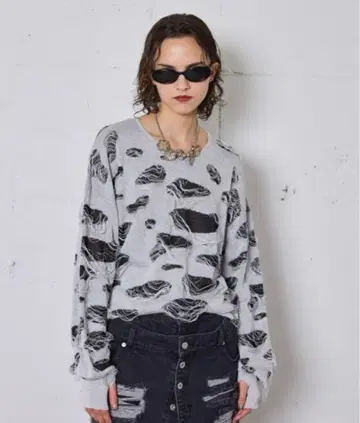 seyto Two tone damage knit