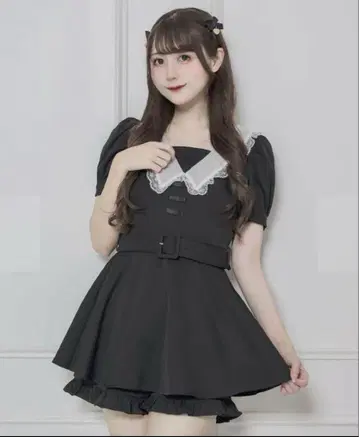 pium 프론트 리본 튤 칼라 셋업 블랙