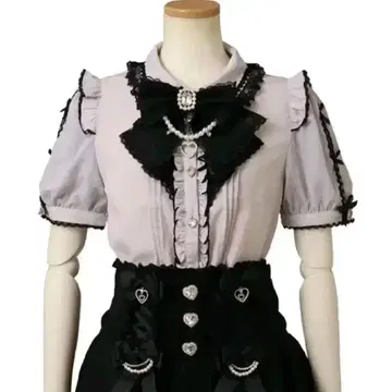 LIZLISA 레이스 슬래시 슬리브 블라우스 핑크 블랙 블랙