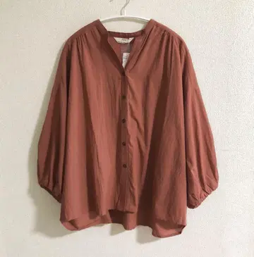 새상품 AH 애플하우스 아부치 블라우스 몽트 셔츠 수제 테라코타