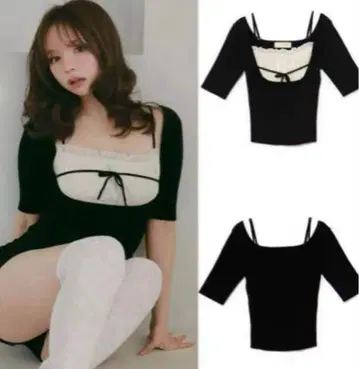 최종 가격 인하 andmary mew flill tops black