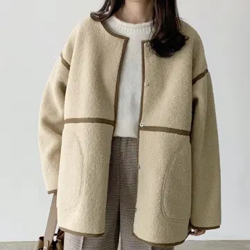 보아 파이핑 숏코트 아우터 보아코트 멋스러운 여성용