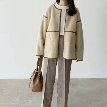 보아 파이핑 숏코트 아우터 보아코트 멋스러운 여성용