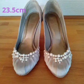 스트로베리 필드 펄 x 새틴 펌프스 베이지 계열 23.5cm