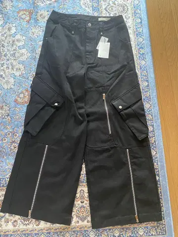 Jent Louis Zip 슬릿 카고 데님 팬츠