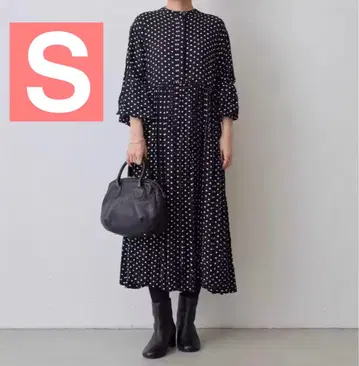 댓글 필수 새상품 BEARDSLEY 비어즐리 도트 개더 원피스 S