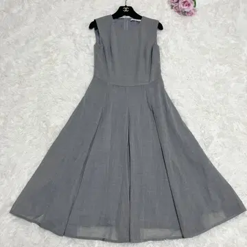 FOXEY NEW YORK 그레이 슬리브리스 롱 원피스