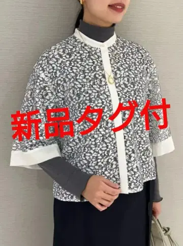 미사용 새상품/코드 레이스 콤비 하프 슬리브 블라우스
