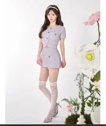 darich 컬러 트위드 니트 셋업 라일락 스텔라 루