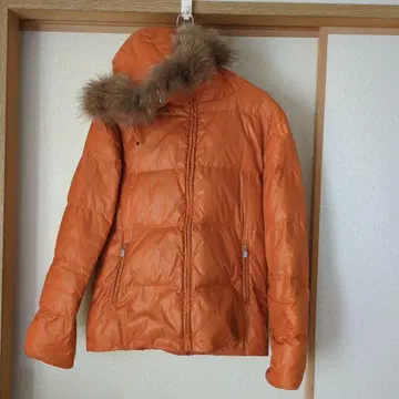 오렌지 퀼팅 다운 자켓