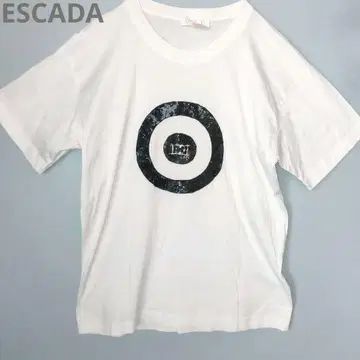 ESCADA 에스카다 화이트 T셔츠 로고 스팽글 부착 36