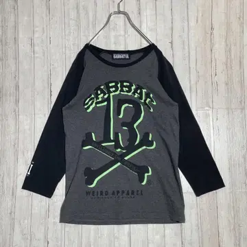 SABBAT13 7부 기장 래글런 빅 프린트 T셔츠 다크 그레이