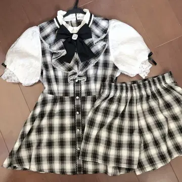 새상품급 아베일 majoretty 지뢰계 양산형 원피스 체크 무늬