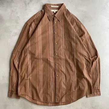 JOSEPH ABBOUD 스트라이프 셔츠 오렌지 브라운 USA XL