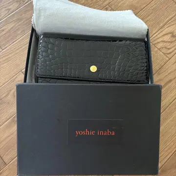 미사용 이나바 요시에 yoshie inaba YI 크로커다일 장지갑 블랙
