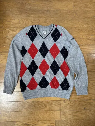 adidas 골프 다이아몬드 패턴 스웨터 L/6 그레이