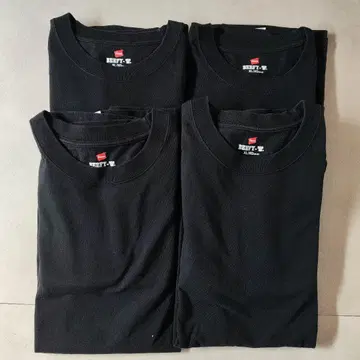 Hanes Beefy-T XL 블랙 긴팔 4개 세트