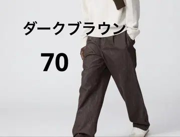 [ 완판템 ] 유니클로C 턱 스트레이트 팬츠 데님 다크 브라운 70