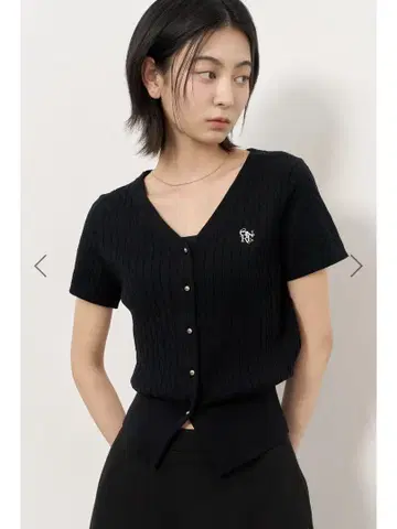 general idea WOMAN 로고 케이블 반팔 가디건