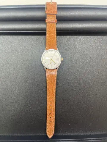 TIMEX 아날로그 수동 와인딩 시계 실버/브라운