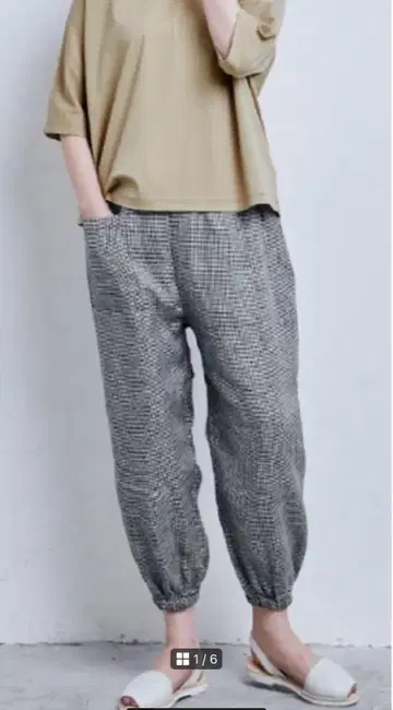 나카가와 마사시치 상점 린넨 하운드투스 체크 몬페 팬츠 일본제
