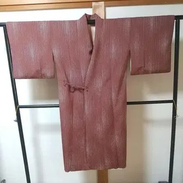 미치유키 코트 순수 실크 브라운 계열 스트라이프 도트