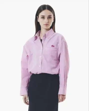 LACOSTE 숏&와이드 크롭 벌룬 슬리브 스트라이프 셔츠