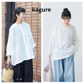 [새상품급] kagure 2WAY 사양 자카드 패치워크 블라우스