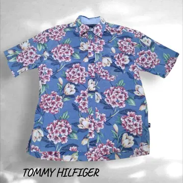 타미힐피거 TOMMY HILFIGER 알로하 셔츠 꽃무늬 파랑 M