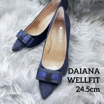 미사용급 다이애나 24.5cm DIANAWELLFIT 리본 핑 힐 펌프스