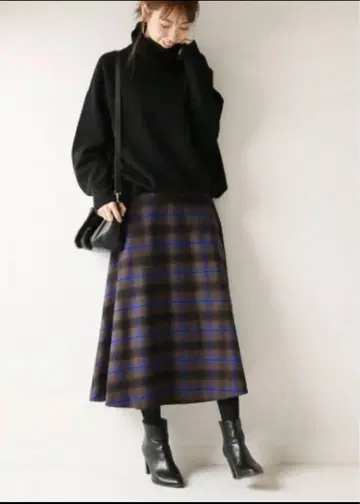 Spick&Span 스픽 앤 스팬 체크 소프트 플레어 스커트 38