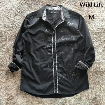 Wild Life 로고 프린트 셔츠 긴팔 블랙 M
